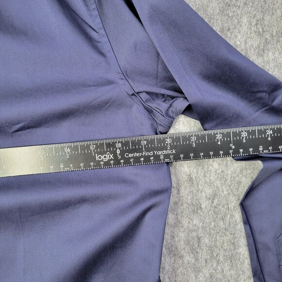 Dstrct & Row Men Dress Shirt Medium Long Sleeve Blue - Picture 5 of 6